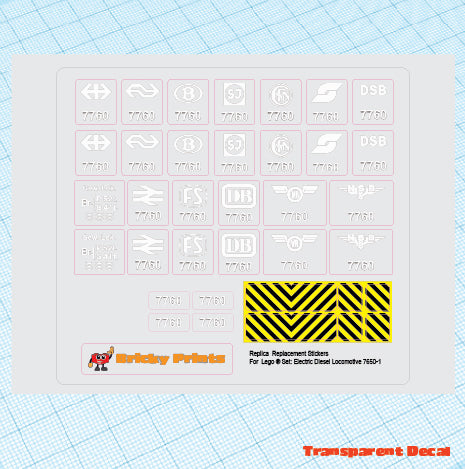 Replica Replacement sticker set: 12V Electric Diesel Locomotive 7760-1