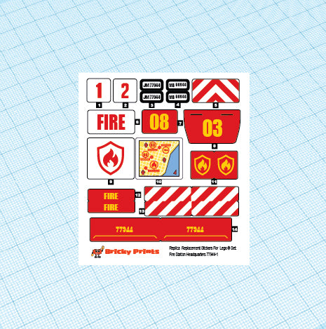 Replica Replacement sticker Set: City Fire Station Headquarters 77944
