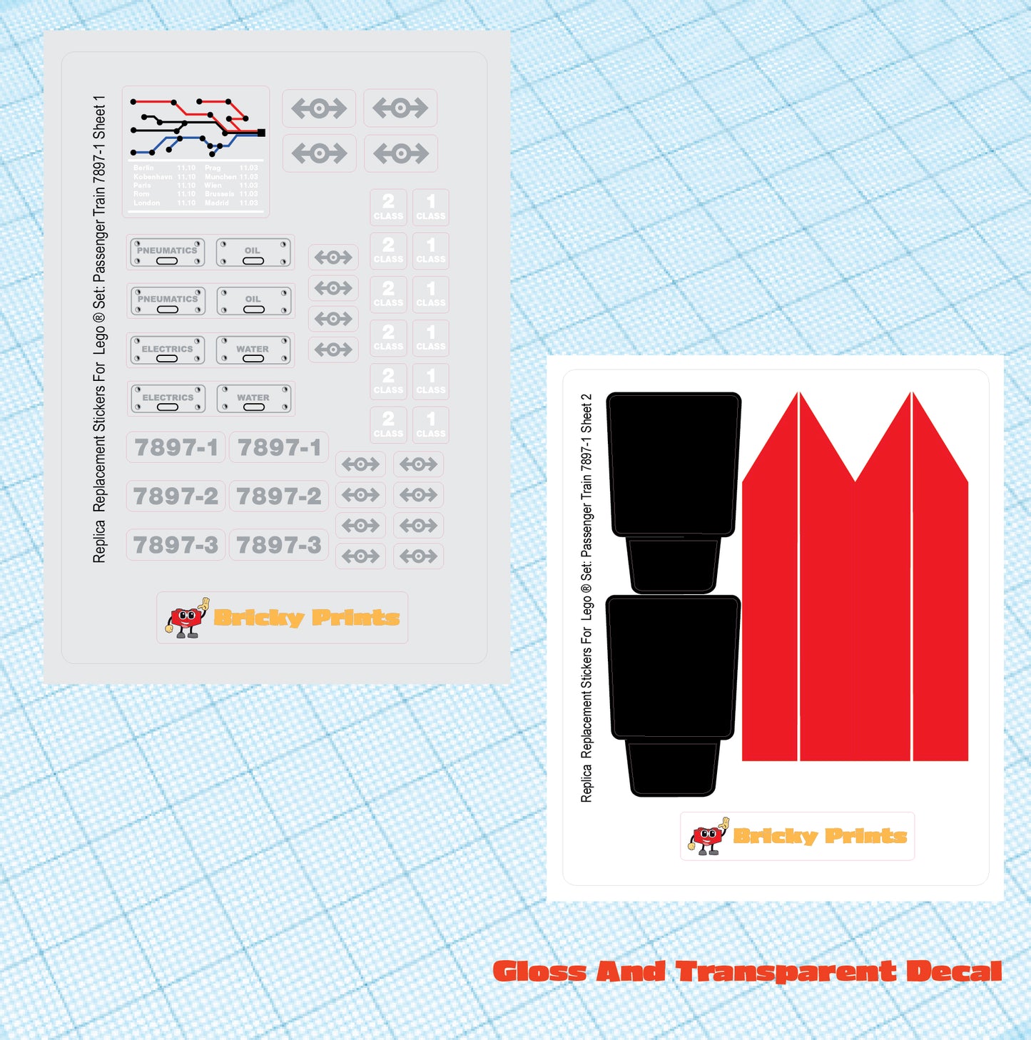 Replica Replacement sticker Set: Passenger Train 7897