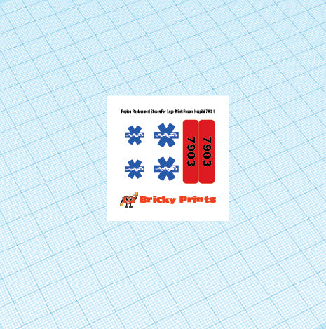 Replica Replacement sticker Set: City Hospital Rescue Hospital 7903