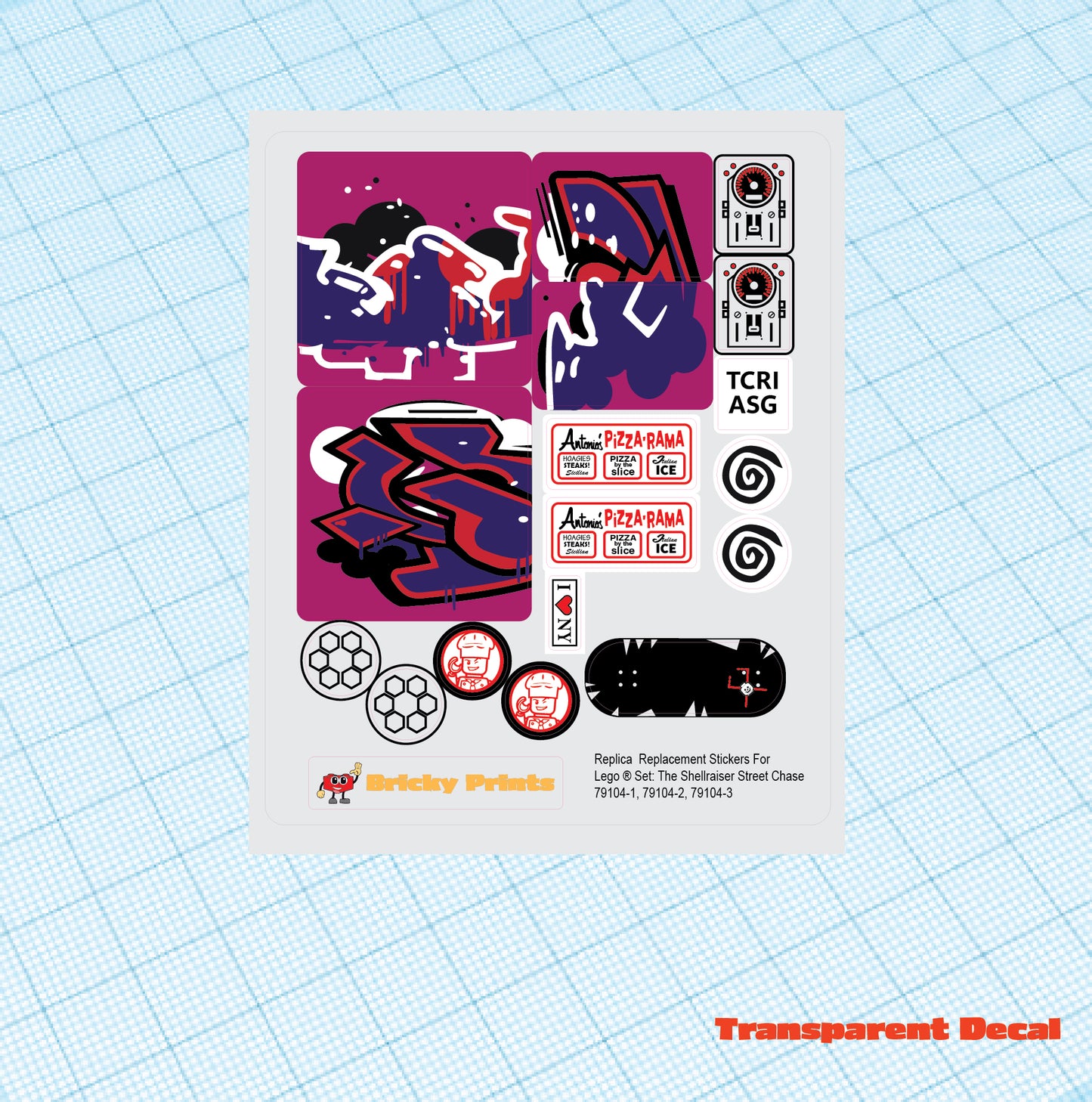 Replica Replacement sticker Set: The Shellraiser Street Chase 79104-3