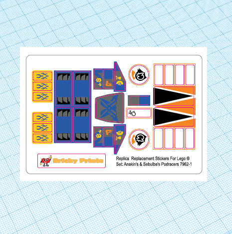 Replica Replacement sticker Set: Anakin's & Sebulba's Podracers 7962