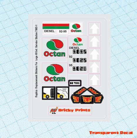 Replica Replacement sticker Set: City Gas Station Service Station 7993