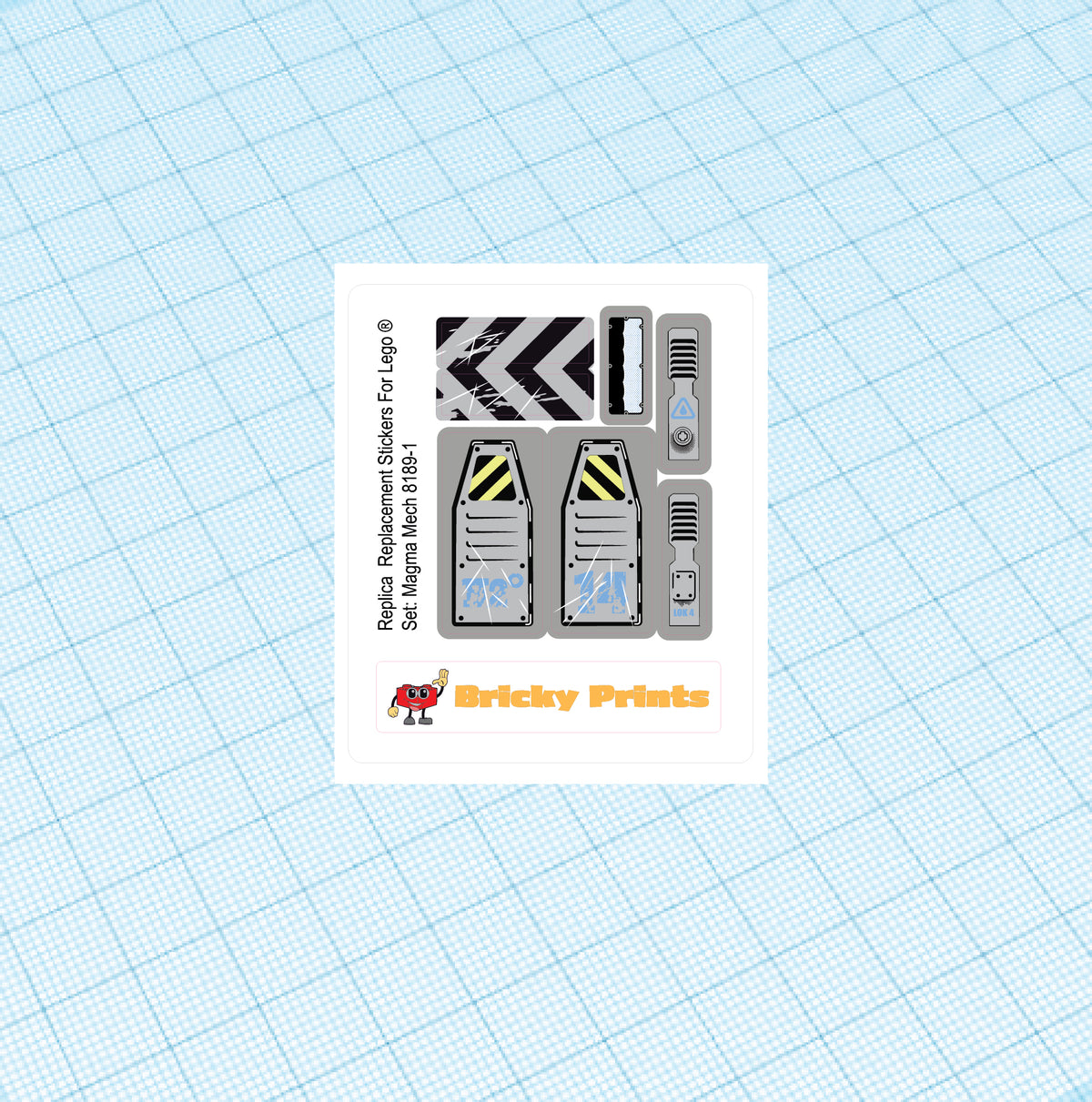 Replica Replacement sticker Set: Power Miners Magma Mech 8189