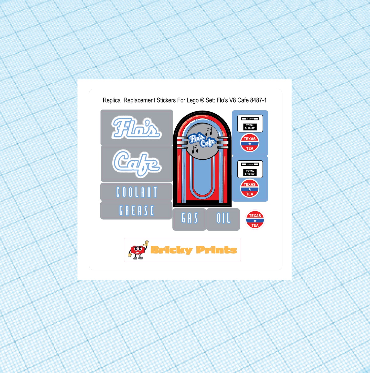 Replica Replacement sticker set: Flo's V8 Cafe 8487