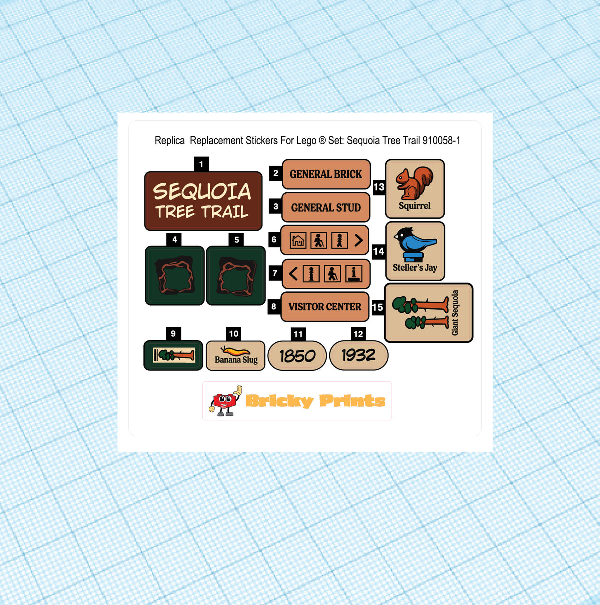 Replica Replacement sticker Set: Sequoia Tree Trail 910058