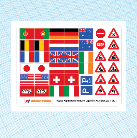 Replica Replacement sticker set: Classic Town Flags and Road Signs 939