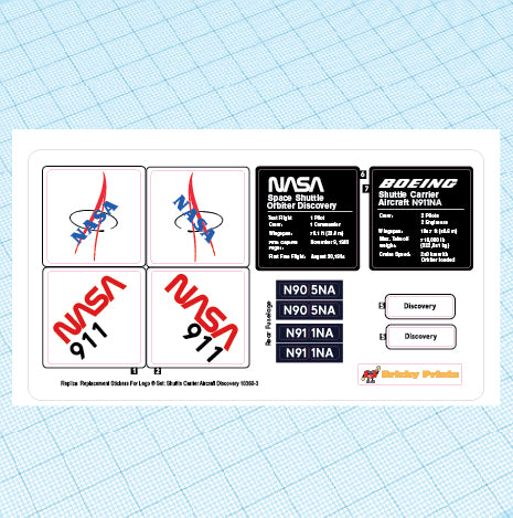 Replica Replacement sticker set: Creator - Shuttle Carrier Aircraft 10360 Alternate Discovery