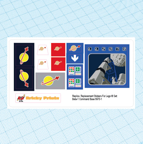 Replica Replacement sticker set: Classic Space Beta-1 Command Base 6970