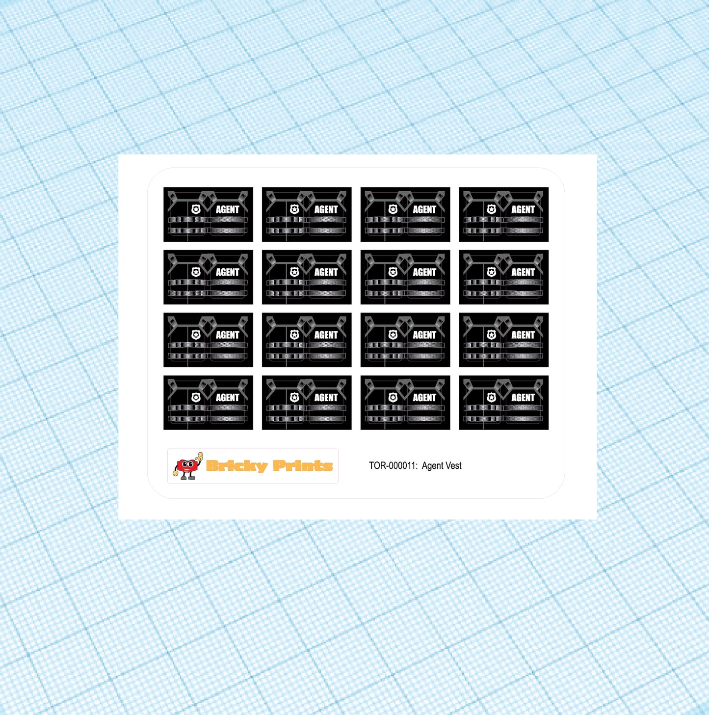Custom Mini Figure Torso Sticker: Agent Vest