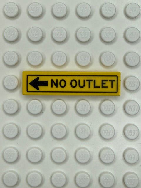 Street Sign 1x4 Tile: No Outlet Arrow Pointing