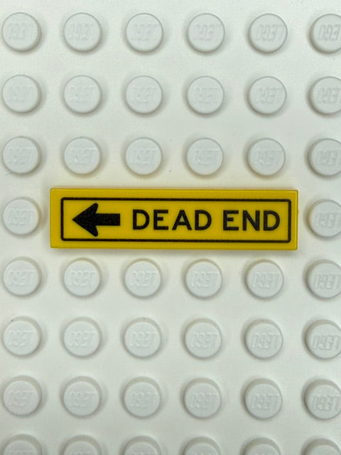 Street Sign 1x4 Tile: Dead End Arrow Pointing