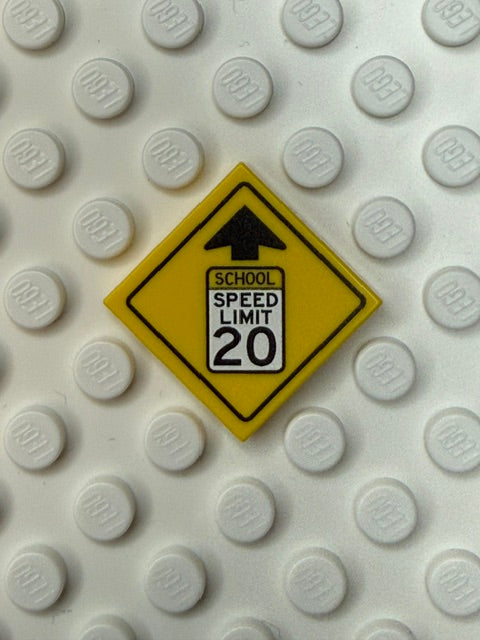 Warning Sign 2x2 Tile: Reduced Speed Limit School 20 MPH Sign