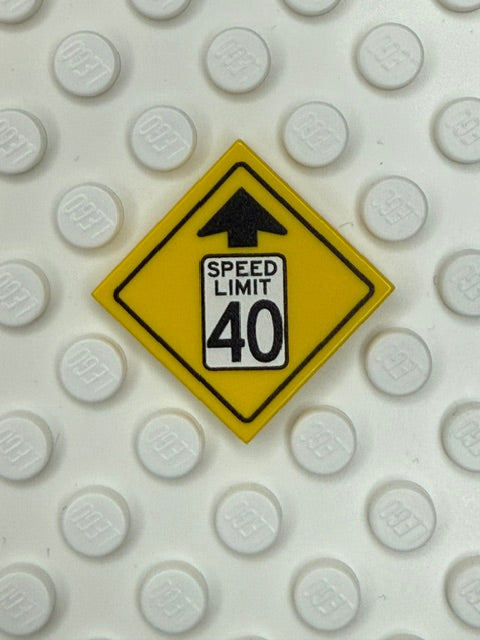 Warning Sign 2x2 Tile: Reduced Speed Limit 40 MPH Sign