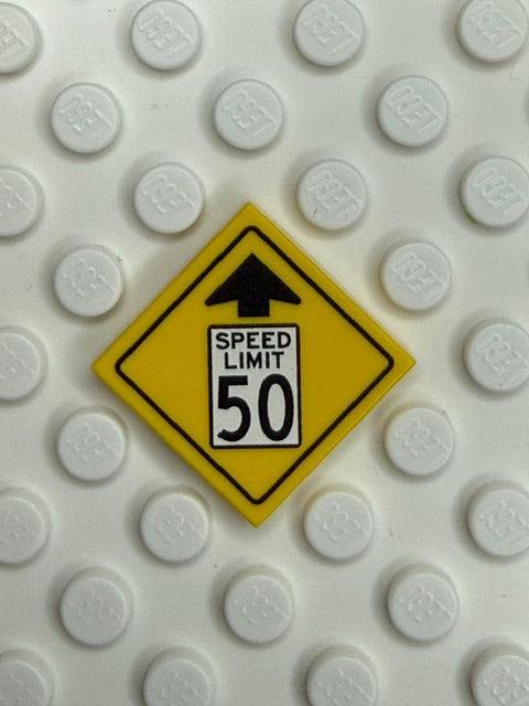 Warning Sign 2x2 Tile: Reduced Speed Limit 50 MPH Sign