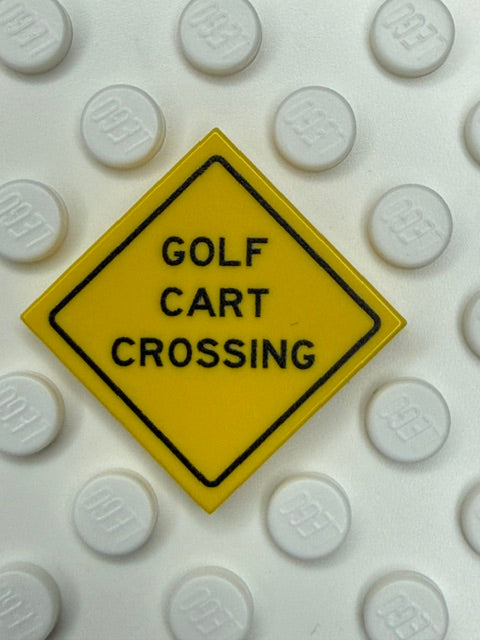 Warning Sign 2x2 Tile: Golf Cart Crossing Sign