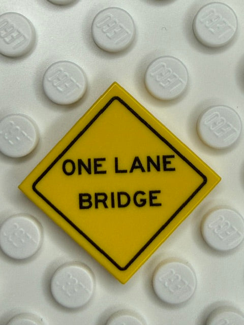 Warning Sign 2x2 Tile: One Lane Bridge Sign