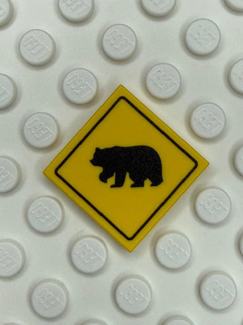 Warning Sign 2x2 Tile: Bear Crossing SIgn