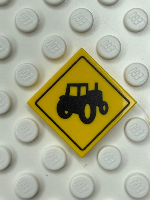 Warning Sign 2x2 Tile: Farm Machinery Crossing SIgn