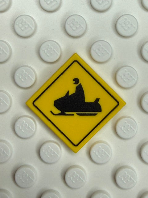 Warning Sign 2x2 Tile: Snowmobile Crossing Sign
