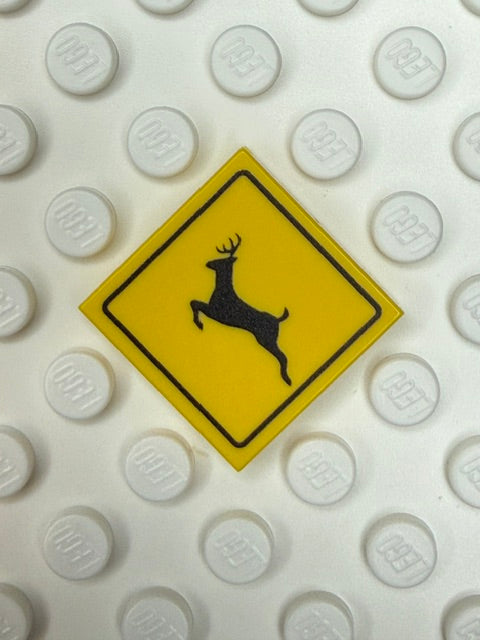 Warning Sign 2x2 Tile: Deer Crossing Sign