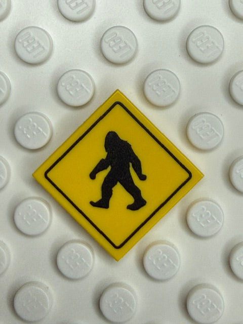 Warning Sign 2x2 Tile: Sasquatch Crossing SIgn