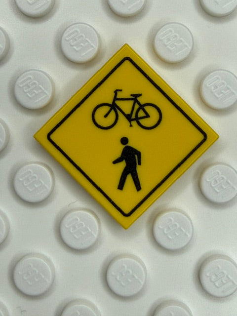 Warning Sign 2x2 Tile: Bicylce and Pedstrian Crossing Sign