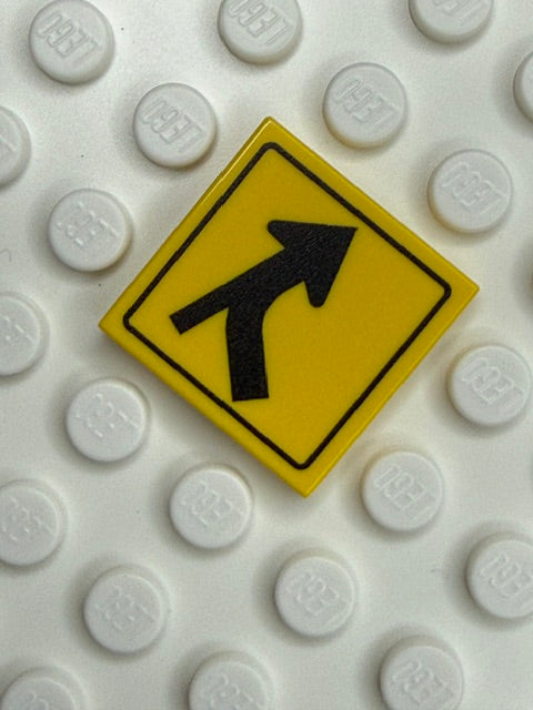 Warning Sign 2x2 Tile: Right Combo Curve Intersection
