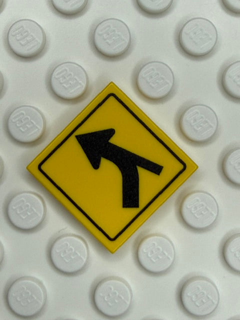 Warning Sign 2x2 Tile: Left Combo Curve Intersection