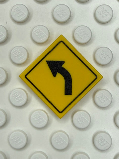 Warning Sign 2x2 Tile: Left Curve Ahead Sign