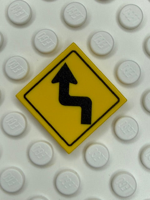 Warning Sign 2x2 Tile: Left Reverse Turn Sign