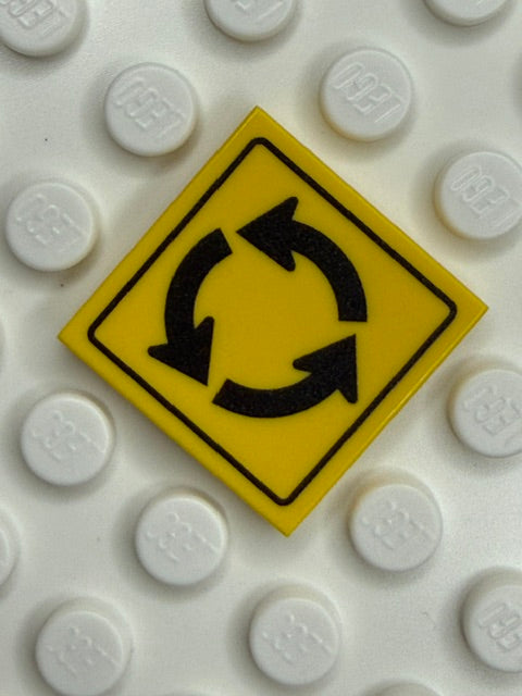 Warning Sign 2x2 Tile: Roundabout Sign
