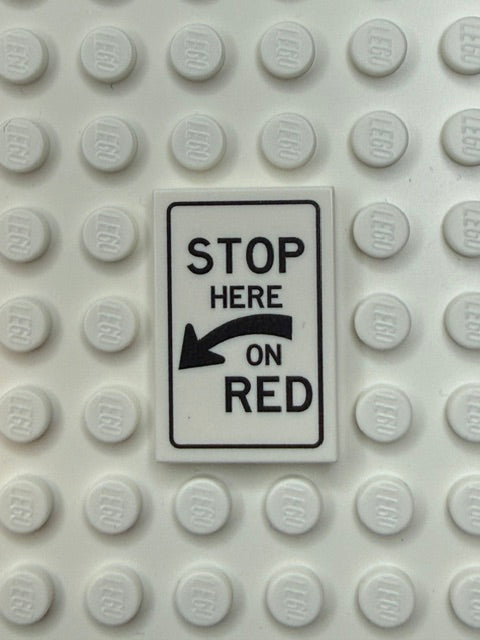 Traffic Control Sign 2x3 Tile: Stop Here On Red