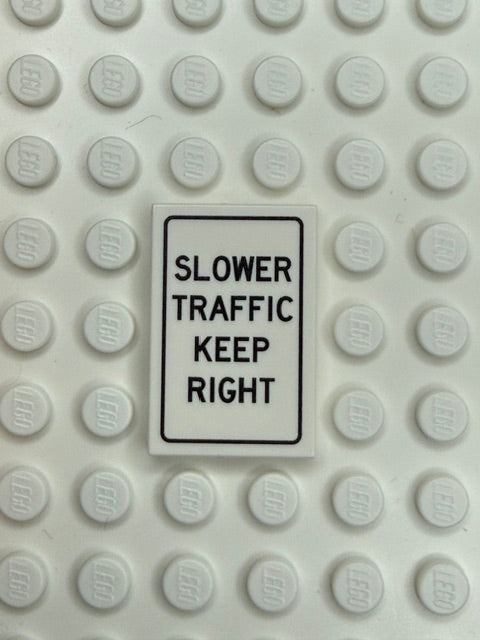 Traffic Control Sign 2x3 Tile: Slower Traffic Keep Right