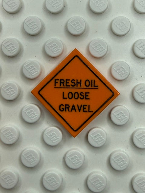 Work Signs 2x2 Tile: Fresh Oil Loose Gravel