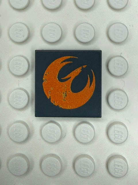 Galaxy Wars Signs and Symbols 2x2 Tile: Rebel Phoenix Dirstressed Orange