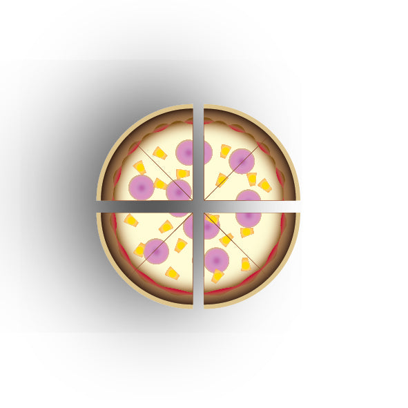 UV Printed Food Snacks and Drinks 1x1 Quarter Tile: Ham And Pineapple Pizza Slices