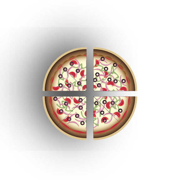 UV Printed Food Snacks and Drinks 1x1 Quarter Tile: Vegetable Pizza Slices