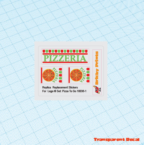 Replica Replacement sticker set:  Classic Town Food & Drink 10036-1 - Pizza To Go