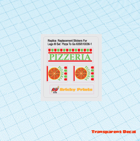 Replica Replacement sticker set:  Classic Town Food & Drink 10036-1 - Pizza To Go