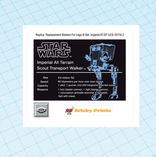 Replica Replacement sticker Set: Imperial AT-ST UCS 10174 Blue Version