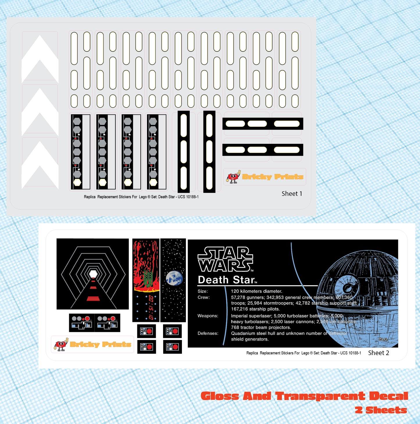 Replica Replacement sticker Set: UCS Death Star 10188