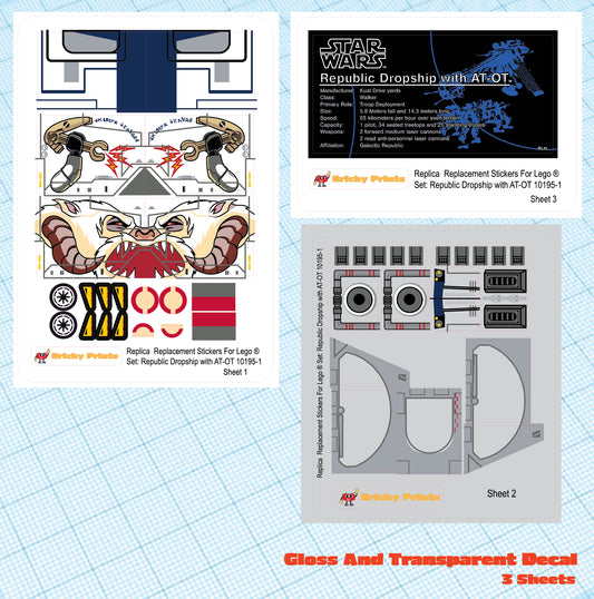 Replica Replacement sticker Set: Republic Dropship with AT-OT 10195