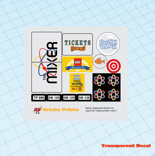 Replica Replacement sticker set: Creator Expert Fairground Mixer 10244