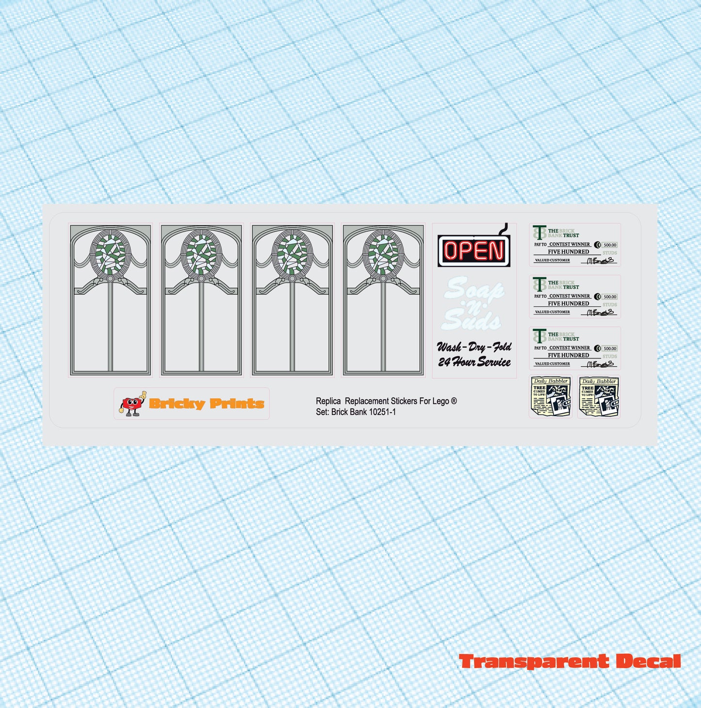 Replica Replacement sticker set: Creator Expert Modular Buildings - Brick Bank 10251