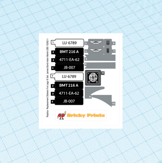 Replica Replacement sticker set: Creator Expert Traffic JB AM DB5 10262