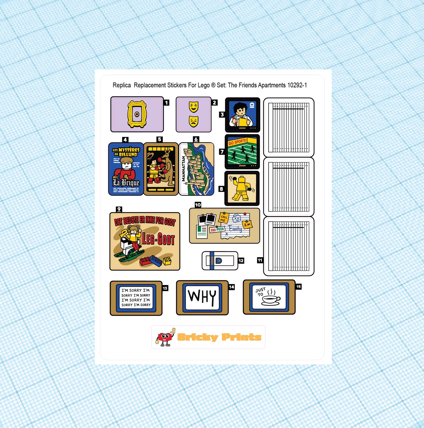 Replica Replacement sticker set: Creator The Friends Apartments 10292
