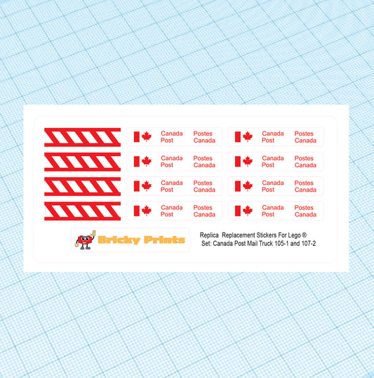 Replica Replacement sticker set: Classic Town Post Office Canada Post Truck 107-2