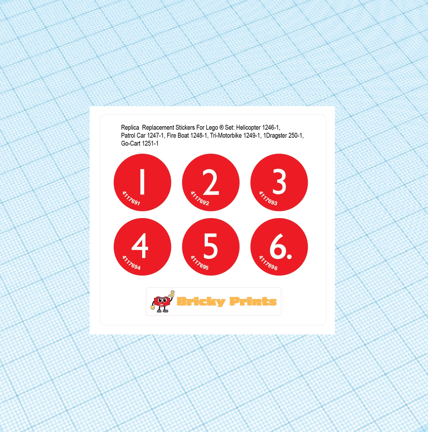 Replica Replacement sticker set: Classic Town Fire Boat 1248