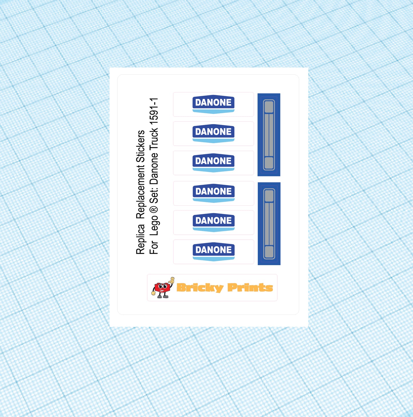 Replica Replacement sticker set:  Classic Town Food & Drink Town Danone Truck 1591